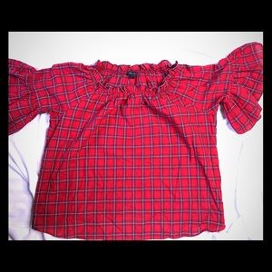 FALL Checkered Over the shoulder blouse!